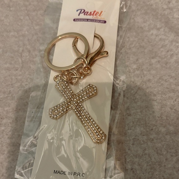Pastels Accessories - New Gold-tone Crystal Cross Key Holder